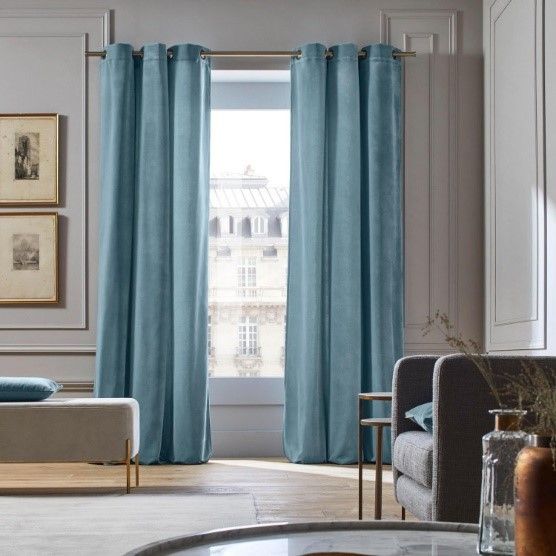 Baby Blue Velvet Curtain