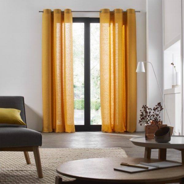 Light Mustard Linen Curtain