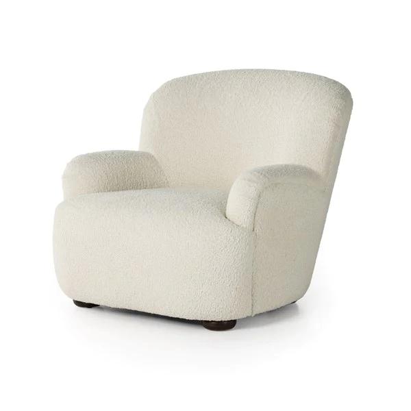 Bomu white boucle armchair
