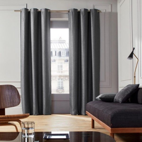 Dark Grey Cotton Curtain
