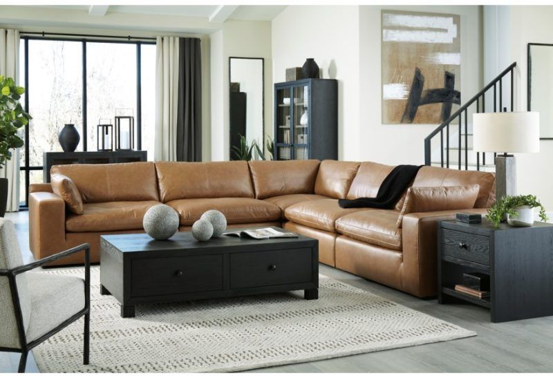 Cova tan leather sofa